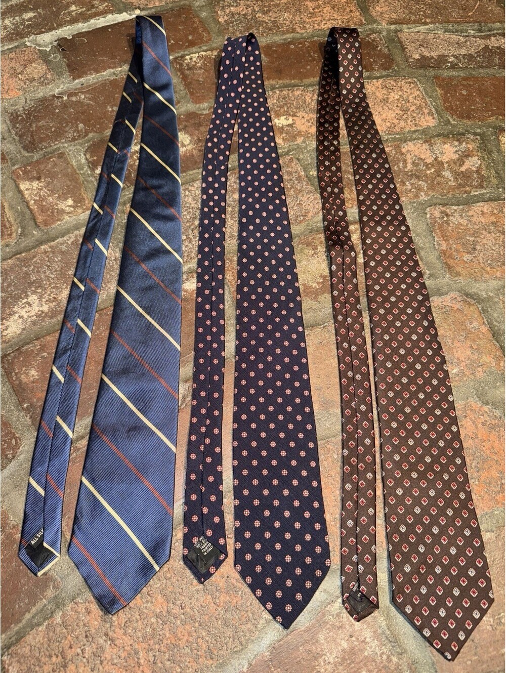 Lot Of 3 Lorde & Taylor Men’s Neck Ties 2 All Silk 1 Wool And Silk